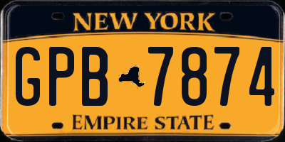 NY license plate GPB7874