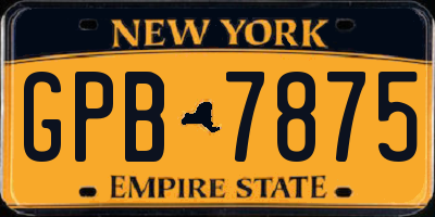 NY license plate GPB7875