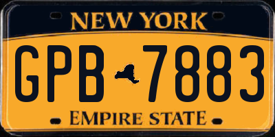 NY license plate GPB7883