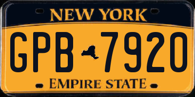 NY license plate GPB7920
