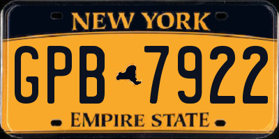 NY license plate GPB7922