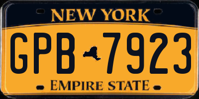 NY license plate GPB7923