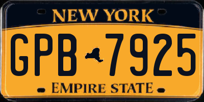 NY license plate GPB7925