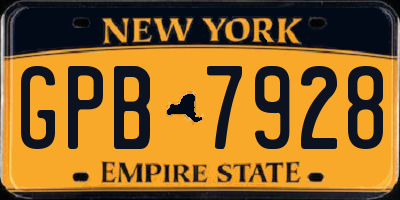NY license plate GPB7928