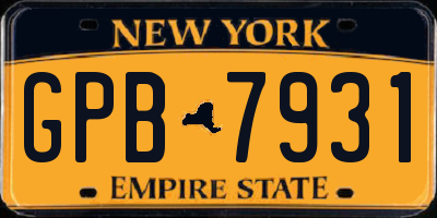 NY license plate GPB7931