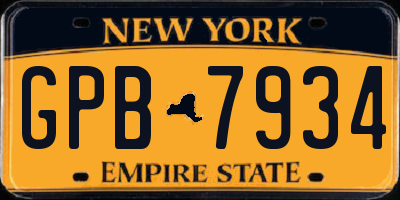 NY license plate GPB7934