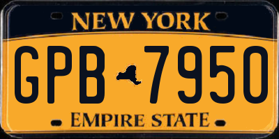 NY license plate GPB7950