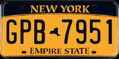 NY license plate GPB7951
