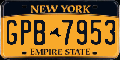 NY license plate GPB7953