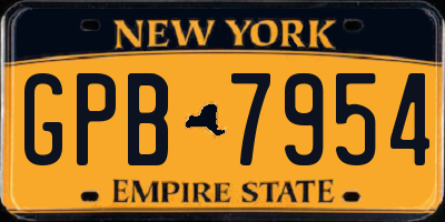 NY license plate GPB7954