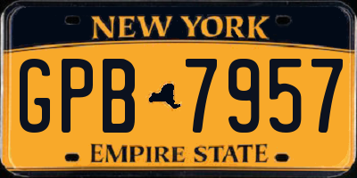 NY license plate GPB7957