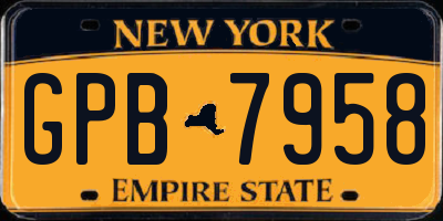 NY license plate GPB7958