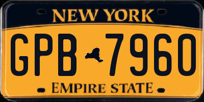 NY license plate GPB7960