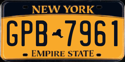 NY license plate GPB7961