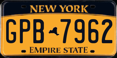 NY license plate GPB7962