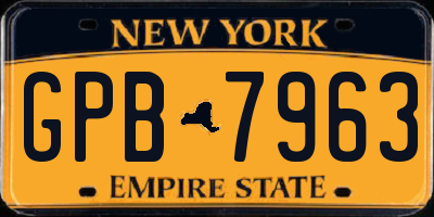 NY license plate GPB7963
