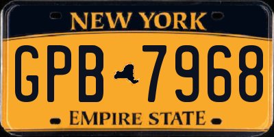 NY license plate GPB7968