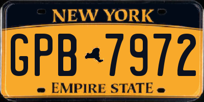 NY license plate GPB7972