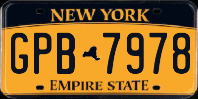 NY license plate GPB7978