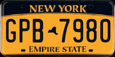 NY license plate GPB7980