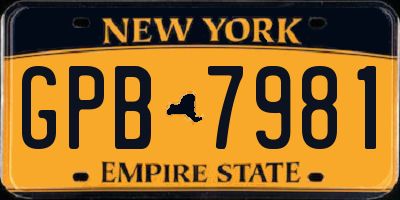 NY license plate GPB7981