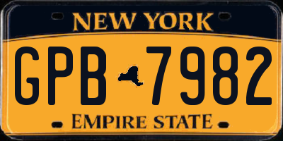 NY license plate GPB7982