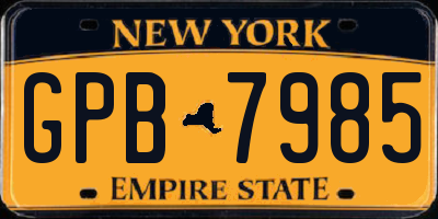 NY license plate GPB7985
