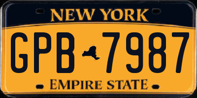 NY license plate GPB7987