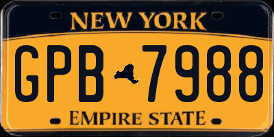 NY license plate GPB7988