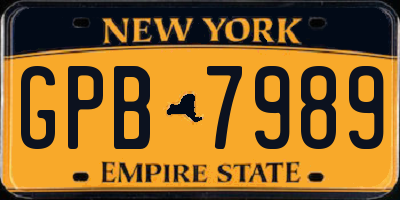 NY license plate GPB7989