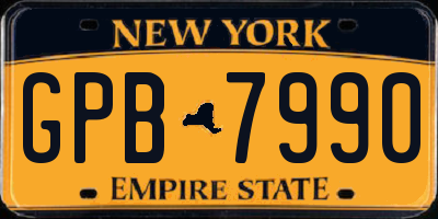 NY license plate GPB7990