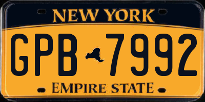 NY license plate GPB7992
