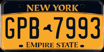 NY license plate GPB7993