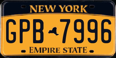 NY license plate GPB7996