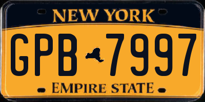 NY license plate GPB7997