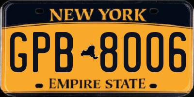 NY license plate GPB8006