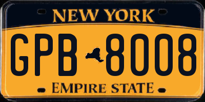 NY license plate GPB8008