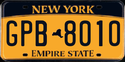 NY license plate GPB8010