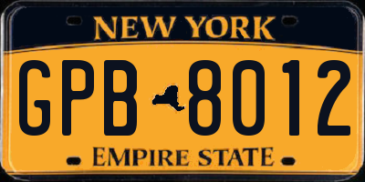 NY license plate GPB8012