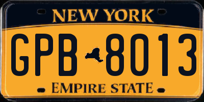 NY license plate GPB8013