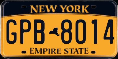 NY license plate GPB8014