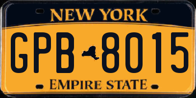 NY license plate GPB8015