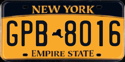 NY license plate GPB8016