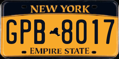 NY license plate GPB8017