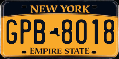NY license plate GPB8018