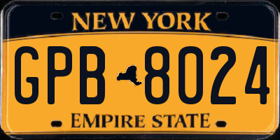 NY license plate GPB8024