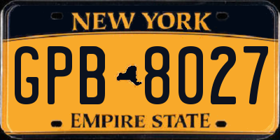 NY license plate GPB8027