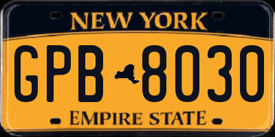 NY license plate GPB8030