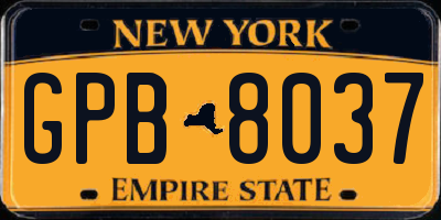 NY license plate GPB8037