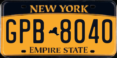 NY license plate GPB8040